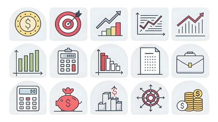Minimalist business finance icons pack profes