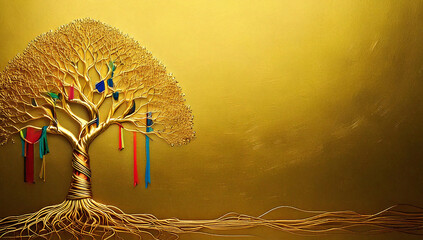 Wall Mural - 신성한 황금 나무 배경