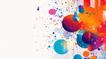 Aufkleber - Vibrant paint splatters merging with colorful circles, creating dynamic abstract design for contemporary visual compositions