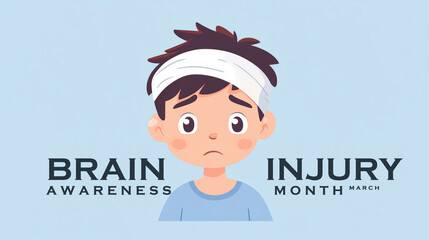 Wall Mural - Brain Injury awareness month. Brain Injury concept.