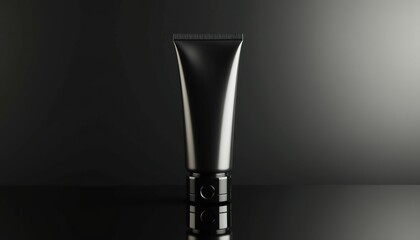 Poster - Conditioner tube mockup with deep navy blue color and gold foil branding, placed on a dark stone surface, sophisticated and high-end design