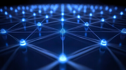 Aufkleber - Interconnected network nodes exchanging data through wires, creating a futuristic technological grid, symbolizing global communication and data flow