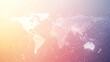 © Michael - White dotted world map with connecting lines on a colorful gradient background, representing global communication and data flow