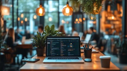 Coding Laptop Cafe Workspace