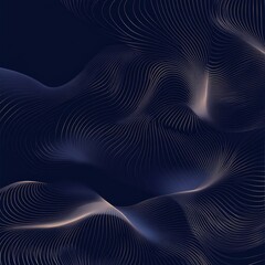 Aufkleber - Abstract Golden Wavy Lines Pattern on Deep Blue Background, Elegant and Modern Design for Digital Wallpaper or Presentation
