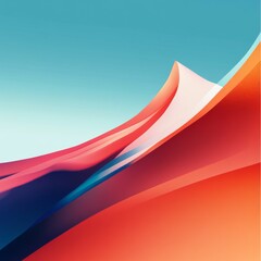 Aufkleber - Abstract Wave of Color: A Dynamic Gradient Featuring Red, Orange, Blue, and White on a Soft Blue Background