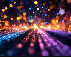 Wall Mural - colorful light streaks, night, abstract, bokeh background, design