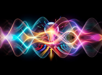 Poster - A vibrant lightbulb glows, illuminated by colorful arrows converging towards it in the dark, symbolizing bright ideas and innovative solutions.