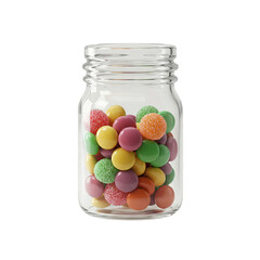 Wall Mural - Delicate Glass Jar Filled with Colorful Candies - Isolated on White