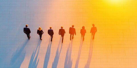 Aufkleber - Vibrant Business Networking Diverse Professionals in Suits Walking in Modern Venue - Dynamic Corporate Culture and Growth-Driven Relationship Building in Leading Industries