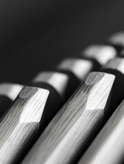 Poster - Monochrome Minimalism Precision Metal Mechanical Pencils for Engineering Mastery - Luxury Design and Professional Work Essentials in Modern Office Spaces