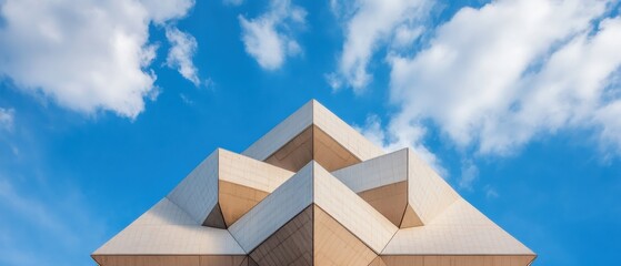 Poster - Innovative Geometric Facade Commercial Building with Angular Concrete Design and Structural Precision - Modern Architecture for Business Innovation and Urban Development