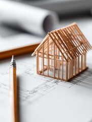 Poster - Architectural Minimalism in Urban Planning Wooden Model Blueprint for Sustainable City Design - Modern Development and Infrastructure Solutions