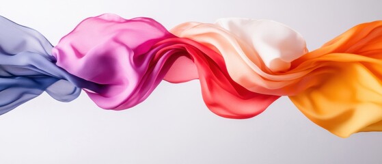 Poster - Gradient Silk Fabric Display Vibrant Textile Swirl in Rainbow Colors for Modern Fashion Merchandising and Sustainable Design Visuals in Creative Industries