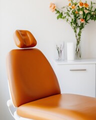 Aufkleber - Modern Minimalist Healthcare Space Warm-Toned Examination Chair and Sleek Tools - Enhancing Clinical Efficiency and Patient Comfort in Contemporary Medical Settings