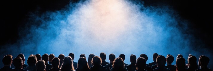 Fototapete - Illuminated Event Space Keynote Speaker at Architectural Venue with Cutting-Edge Lighting - Inspiring Business Leadership and Audience Engagement Strategy in Modern Conferences