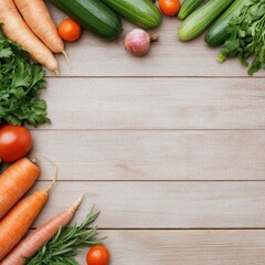 Fototapete - Farmhouse Freshness Display Colorful Organic Vegetables on Rustic Wooden Surface - Culinary Content and Sustainable Market Strategy for Modern Food Retail and Seasonal Marketing
