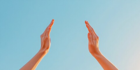 Poster - Minimalist Skyward Unity Diverse Hands in Circular Formation Representing Teamwork and Collaboration - Professional Networking in Creative Business Environments