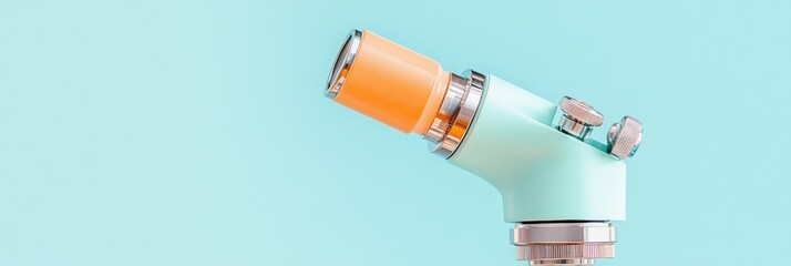 Aufkleber - Minimalist Scientific Aesthetic Modern Microscope on Soft Blue - Cutting-Edge Lab Equipment for Precision Analysis and Innovative Research