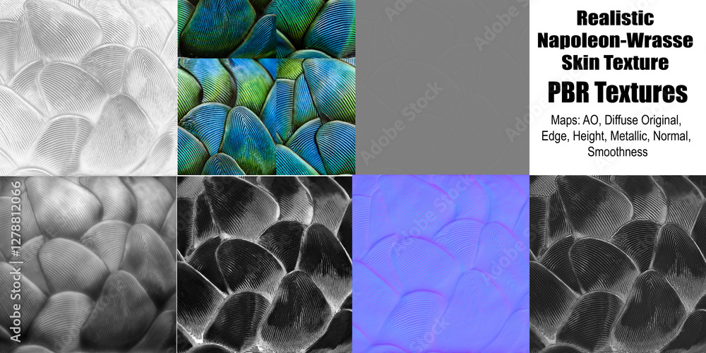Napoleon Wrasse PBR Texture All Seven Maps 3D Design Shading Stock ...