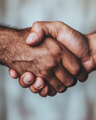 Leinwandbilder - Contemporary Business Handshake Portrait Close-Up on Firm Shake, Textured Diversity and Unity - Dynamic Networking Content for Professional Partnerships and Corporate Agreements