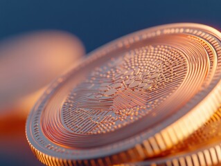 Aufkleber - Futuristic Cryptocurrency Concept Golden Coin with Braille in Dynamic Lighting Fintech Accessibility and Modern Digital Investment Aesthetic