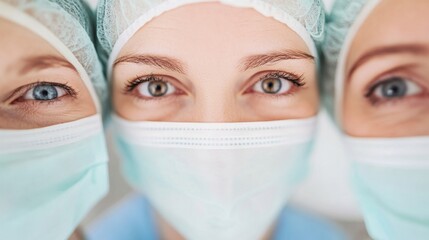 Aufkleber - Modern Healthcare Empathy Warm Smiles in Hygienic Surgical Masks - Enhancing Patient Experience with Contemporary Medical Attire in Clinical Settings