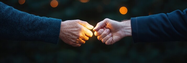 Poster - Intergenerational Connection Moment Warm Handshake Amid Soft Textured Background - Celebrating Partnership and Trust in Modern Business Relations and Collaborative Leadership