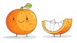 © itol - Two cartoon oranges in kawaii style for children's illustration and healthy eating