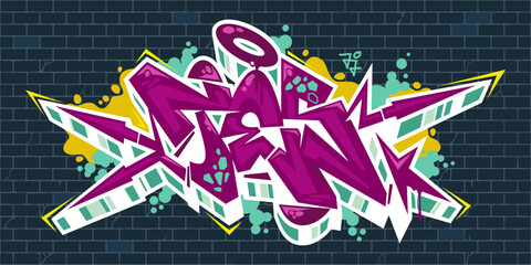 Wall Mural - Trendy Urban Hip Hop Abstract Word Tes Graffiti Style Font Lettering Vector Illustration Template