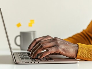 Aufkleber - Dynamic Diversity in Remote Work Hands on Adaptive Laptop with Specialized Keyboard and Accessible Mug - Innovative Workspaces and Flexible Job Solutions