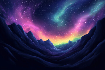 Wall Mural - aurora borealis over the mountains