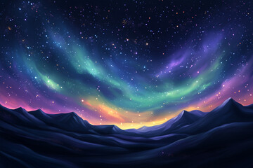 Wall Mural - aurora borealis over the mountains