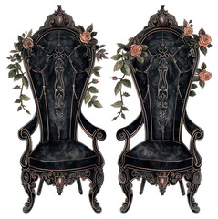 Canvas Print - PNG Gothic wedding chair chairs illustration furniture.