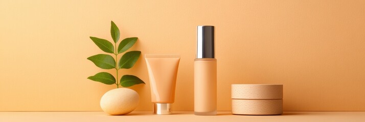Poster - Minimalist Skincare Arrangement Sustainable Wooden Containers with Natural Cream - Modern Beauty Content and Eco-Friendly Spa Merchandising
