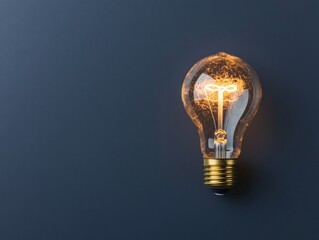 Aufkleber - Modern Industrial Light Bulb Aesthetics Illuminated Glass Filament on Dark Slate for Creative Problem-Solving and Innovative Concepts in Tech Design Workspaces