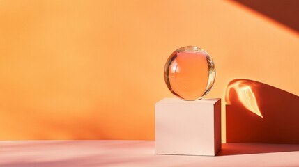Leinwandbilder - Contemporary Minimalist Award Design Crystal Sphere on Geometric Pedestal - Luxury Corporate Recognition and Modern Professional Excellence Display Piece