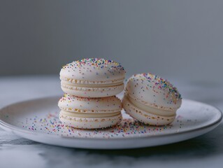 Wall Mural - Macarons on White Plate