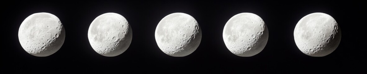Aufkleber - Celestial Aesthetic Sequential Graph Series of Moon Phases with Cloud Accents - Visual Education and Scientific Content for Astronomy and Astrophysics Learning
