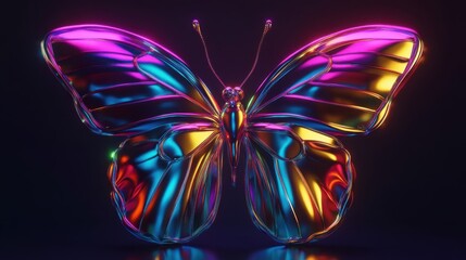 Canvas Print - Iridescent Metallic Butterfly Digital Art