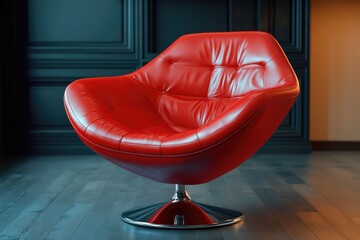 Canvas Print - Red Chair on Hardwood Floor