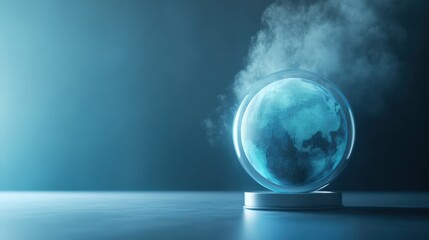 Wall Mural - a blue sphere with a globe on top of it