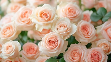 Wall Mural - A beautiful arrangement of pink roses elegantly displayed in a clear glass vase, showcasing their vibrant petals and fresh greenery.