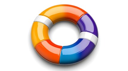Wall Mural - colorful modern lifebuoy icon with glossy finish and vibrant design