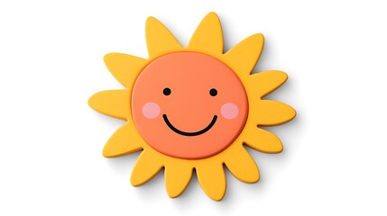 Wall Mural - friendly cartoonish sun icon with smiling face for kids' designs