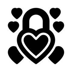 Wall Mural - heart lock glyph icon