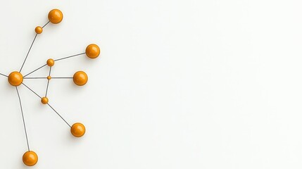 Abstract connection visualization with orange spheres and black lines on a white background