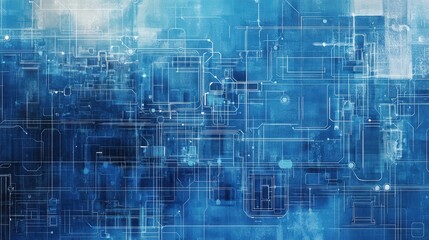 Wall Mural - a blue background with a lot of lines and shapes