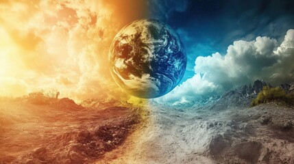 Wall Mural - a colorful planet with a blue and red sky