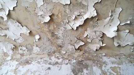 Wall Mural - A deteriorating ceiling with widespread peeling paint and water stains in an old, neglected building